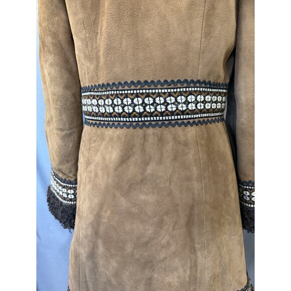 Vintage 70s Leather Penny‎ Lane Coat Embroidered Size S Hippie Boho Dan Di Modes - Picture 10 of 16